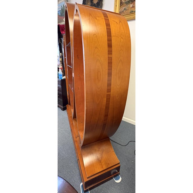 Vintage Art Deco Style Fan & Feather Shaped Three Section Lighted Display Cabinet For Sale - Image 11 of 18