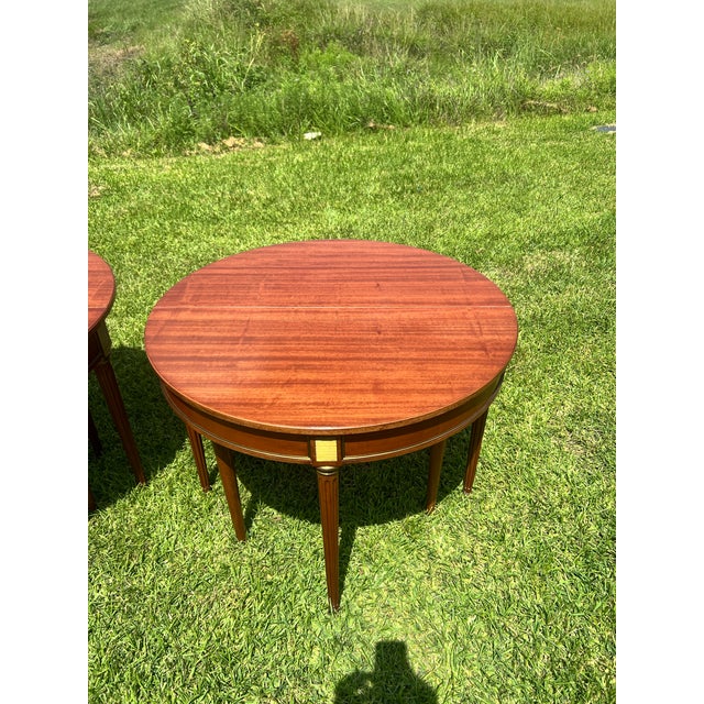 Wood French 19th Century Louis XVI Pair of Mahogany Demilune Side Tables For Sale - Image 7 of 12