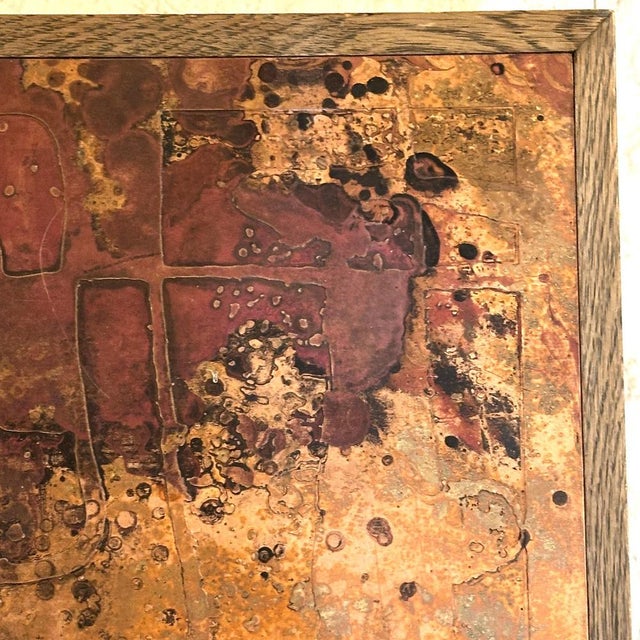 Brutalist Coffee Table with Etched Copper Top attributed to Bernhard Rohne, 1960s For Sale - Image 9 of 12