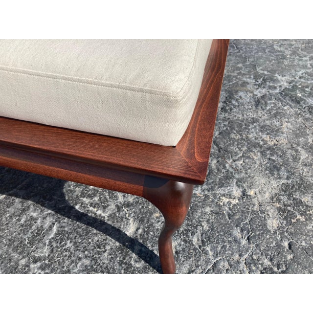 Brown 1950s Wood Saber Leg Bench in the Style of Gibbings For Sale - Image 8 of 13