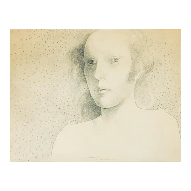 Mid 20th Century Portrait of Young Woman Drawing For Sale
