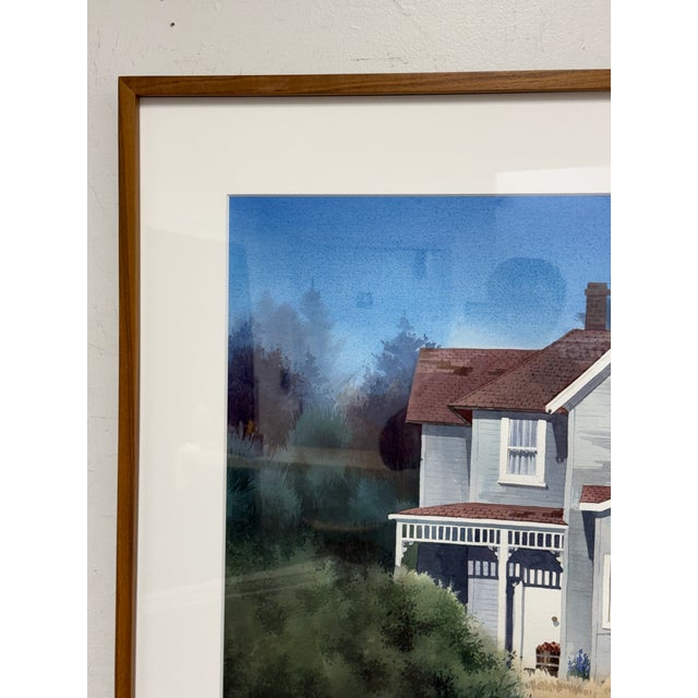 Melinda Cowdrey Whidby House Framed Watercolor, Circa 1995 For Sale - Image 4 of 11