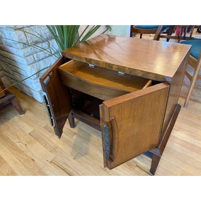 Attributed/Styled After: Helen Hobey Baker Mid-Century Modern Set of 2: Highboy Dresser & Nightstand - One Owner For Sale - Image 11 of 14