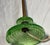 Antique Brass Green Blacklight Glowing Vaseline Glass Electric Table Lamp For Sale - Image 11 of 11
