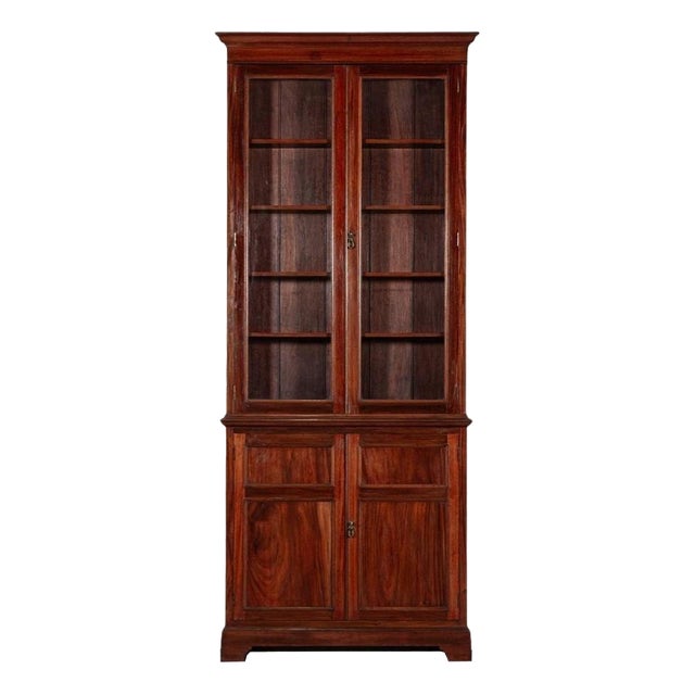 19th C English Mahogany Glazed Bookcase, 1870s For Sale