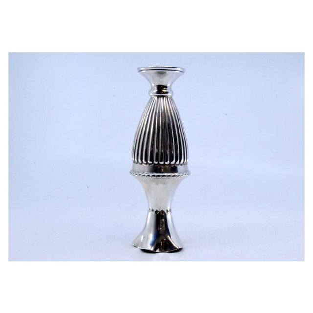 Metal Small Fluted Silver Jug with Circular Base For Sale - Image 7 of 9