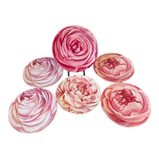 John Derian Melamine Rose Salad/Dessert Plates- Set of 6 For Sale