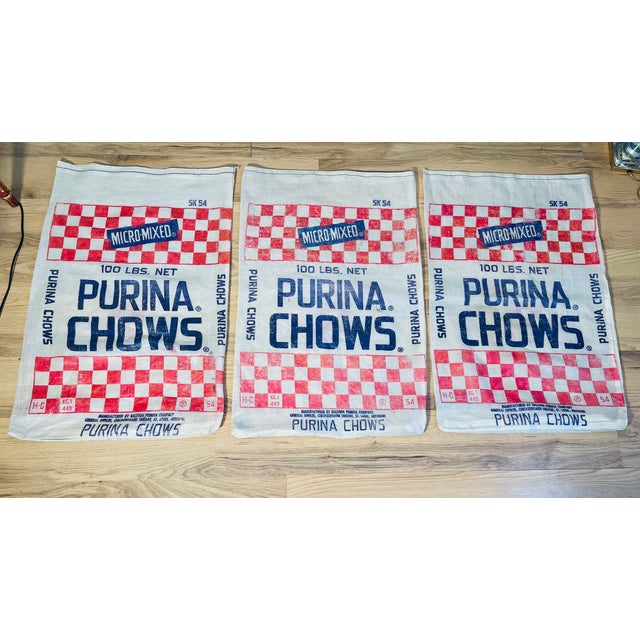 Red 3 Vintage Urina Chow Sacks Grafic Farmhouse Design For Sale - Image 8 of 9