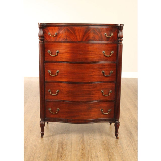 1940's Vintage Regency Style Mahogany Tall Chest For Sale - Image 11 of 18