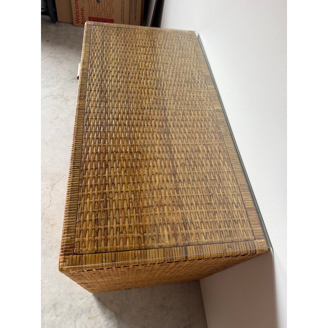 1970's Vintage Boho Coastal Wrapped Rattan Writing Desk For Sale - Image 11 of 18