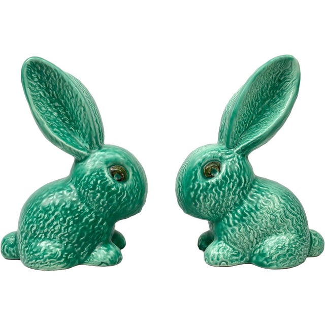 No. 1028 Green Glazed Rabbit from Sylvac, 1950s, Set of 2 For Sale - Image 14 of 14