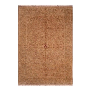 1990's Pak-Persian Taupe/Green Wool Rug - 6'1'' X 9'8'' For Sale