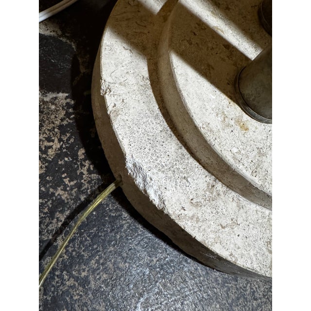 Late 20th Century Postmodern Etruscan Revival Travertine and Faux Stone Lion Torchiere Floor Lamp For Sale - Image 5 of 12