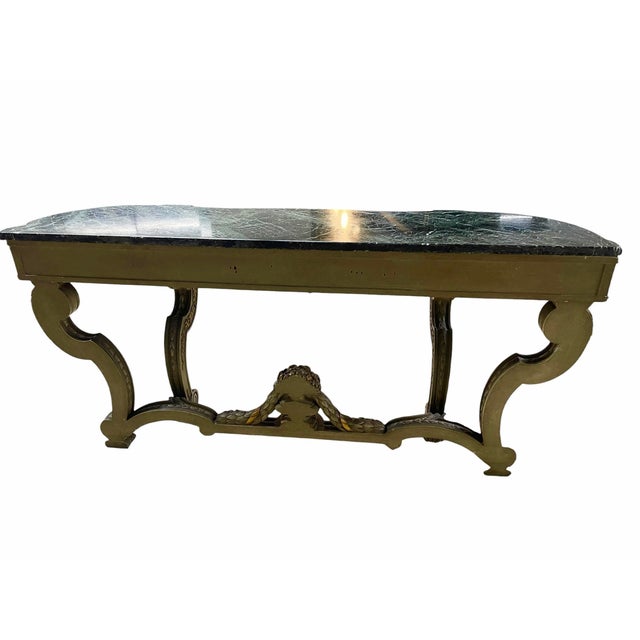 1960s Italian Gilt Console With Carved Details & Dramatic Marble Top For Sale - Image 12 of 12