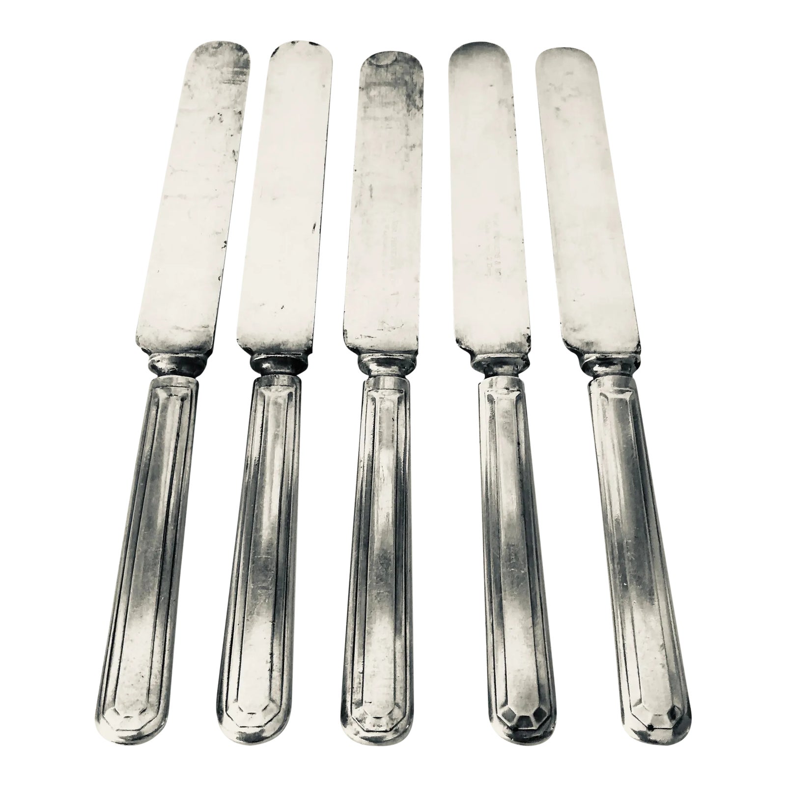 【WM A Rogers】アールヌーボー ディナーナイフ / フォーク 12本 Antique Wm Rogers & Son Silverplate Dinner Knives- Set of 5 | Chairish