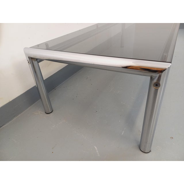 Vintage Rectangular Coffee Table in Smoked Glass and Chrome Metal, 1970s For Sale - Image 17 of 18