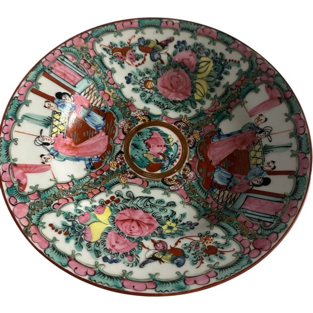 Late 20th Century Late 20th Century Chinese Porcelain Rose Medallion Shallow Bowls - Set of 2 For Sale - Image 5 of 10
