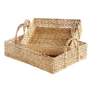 Juliet Abaca Nesting Rectangular Trays, Set Of 2 For Sale