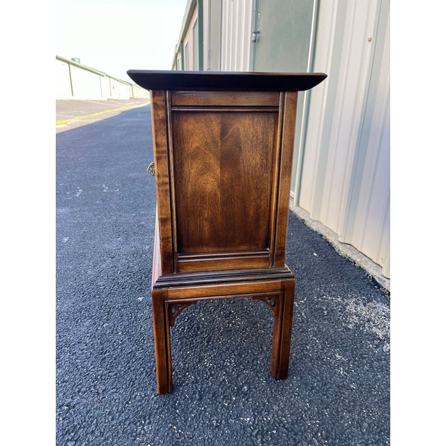 Vintage Chinoiserie Walnut Nightstand or Side Table For Sale - Image 10 of 12
