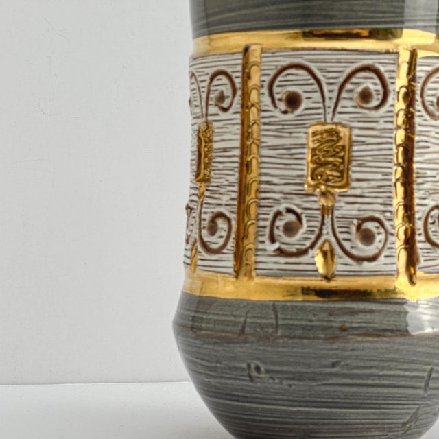 Gold and Grey Ceramic Bottle Vase by Fratelli Fanciullaci for Elbee, Italy, 1950s For Sale - Image 9 of 10