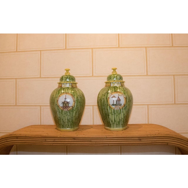 Late 20th Century Pair of Late 20th Century Limoges Porcelain Ginger Jars For Sale - Image 5 of 5