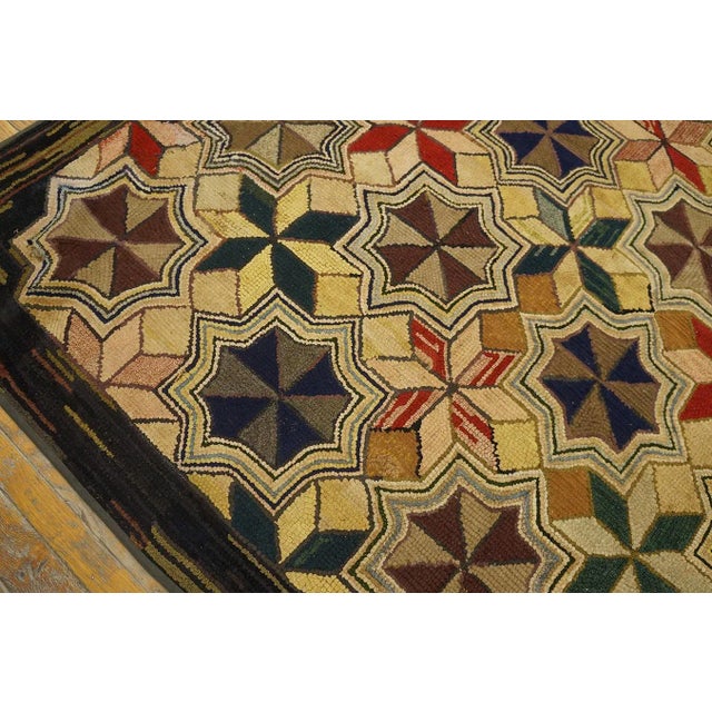 Iconic, Lovely and Symmetrical Design With Multi Tones Colors American Hooked Rug For Sale In New York - Image 6 of 9