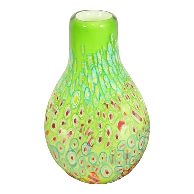 Ann Primrose Cristalleria d'Arte Italian Millefiori Murano Glass Vase For Sale