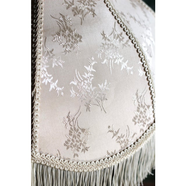 Metal 1970s Large Off White Fringe Lampshade For Sale - Image 7 of 9
