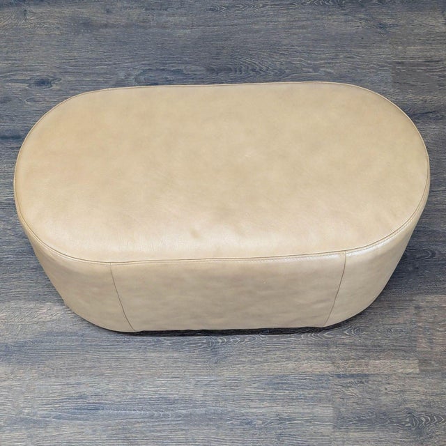 Eq3 Oval Leather Ottoman For Sale In San Francisco - Image 6 of 9