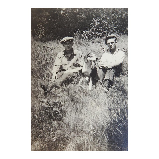 Early 20th Century Men and Dog Snapshot Photograph For Sale