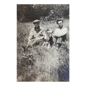 Early 20th Century Men and Dog Snapshot Photograph