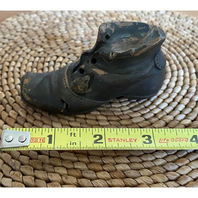 1930s 1930s Porcelain Royal Bayreuth Hand-Painted Brown Mens Work Boot With Mouse Figurine For Sale - Image 5 of 12