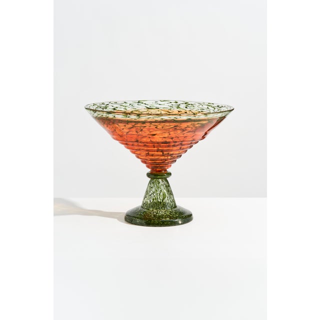 Orange Large Vintage Kosta Boda Art Glass Pedestal Bowl, Signed by Kjell Engman For Sale - Image 8 of 8