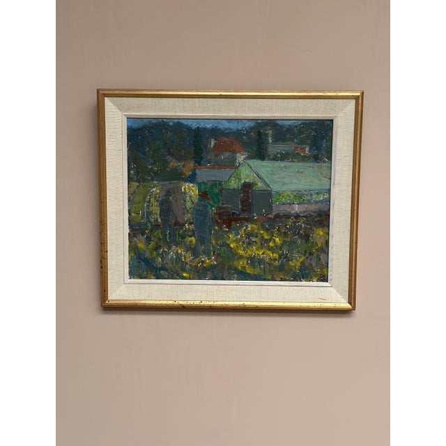 Mid-Century Modern Svän Grandin, Farm, 1960s, Oil on Panel, Framed For Sale - Image 3 of 18