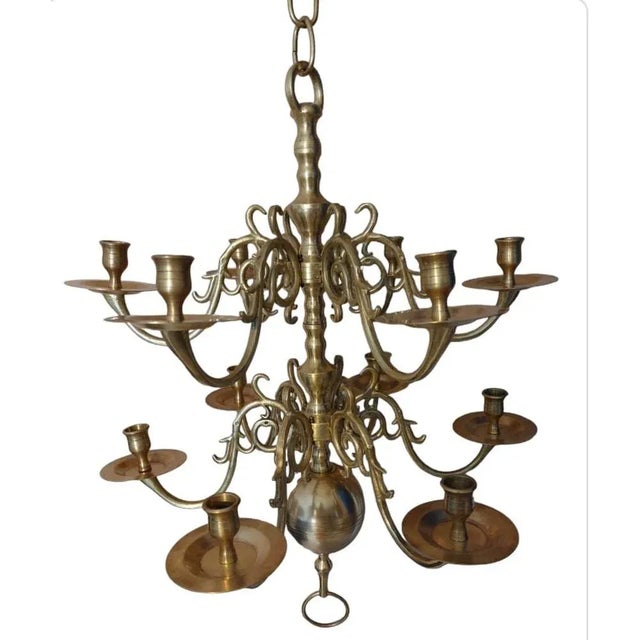 Metal 17th Century Chandelier with 12 Arms Rembrandt Van Rijn, 1650s For Sale - Image 7 of 9
