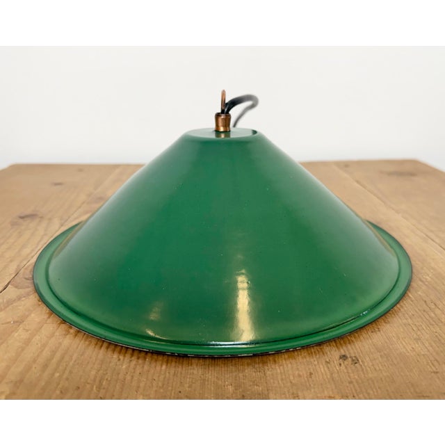 Industrial Green Enamel Factory Pendant Lamp, 1950s For Sale - Image 12 of 16
