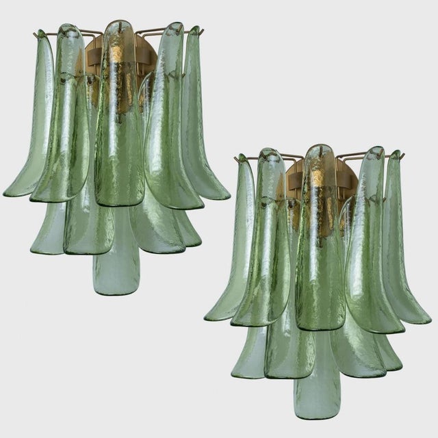 Glass Green Murano Glass Leaves Wall Light, Italy, 1970s For Sale - Image 7 of 15