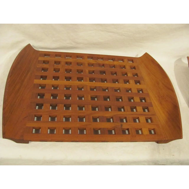 Mid 20th Century 1960s Jhq Jens Quistgaard for Dansk Danish Modern Large Lattice Teak Tray For Sale - Image 5 of 6