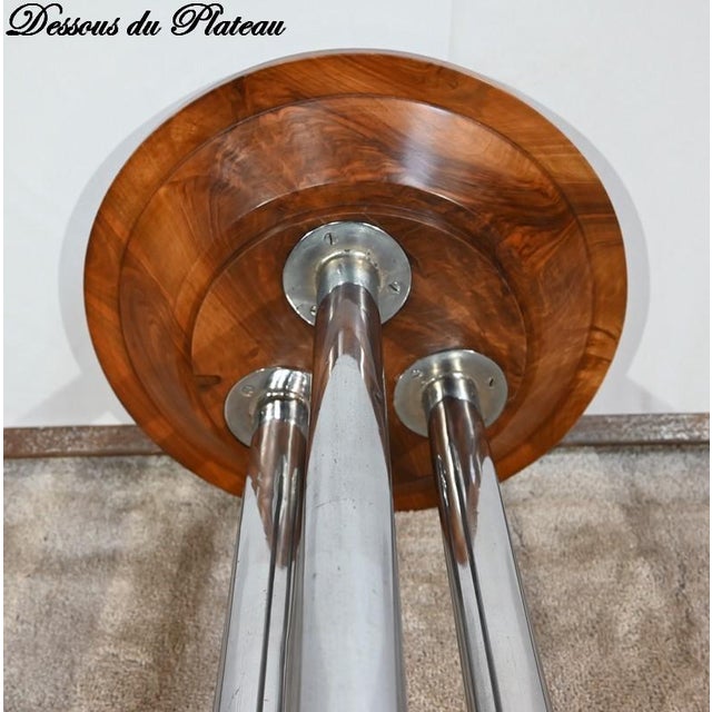 Art Deco Walnut and Chrome-Plated Metal Pedestal, 1930s For Sale - Image 18 of 18