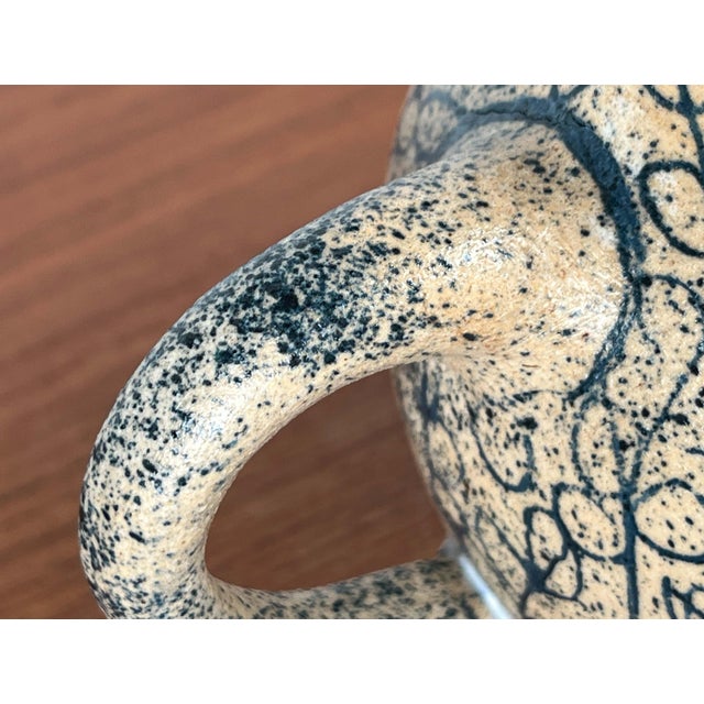 Vintage German Studio Pottery Jug Vase with Floral Pattern by Gerhard Liebenthron, 1989 For Sale - Image 16 of 18