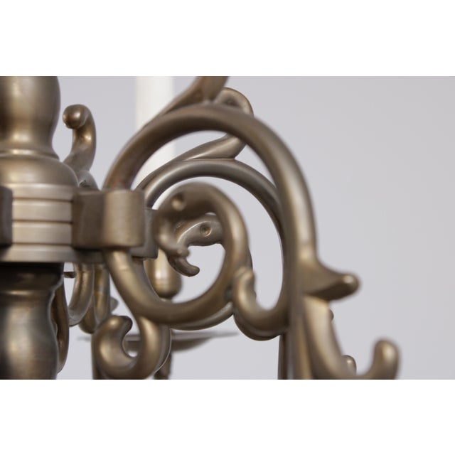 Traditional 1970s Colonial Style Brass 6 Light Chandelier For Sale - Image 3 of 12