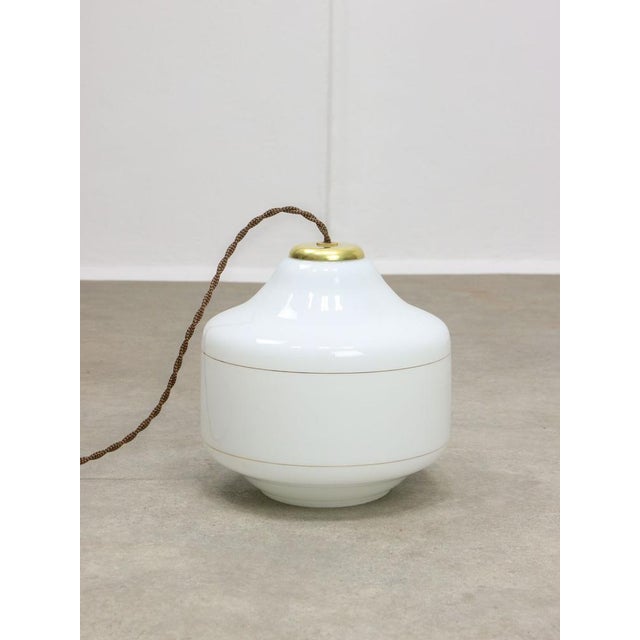 Mid-Century Italian Opaline and Brass Pendant Lamp For Sale - Image 12 of 14