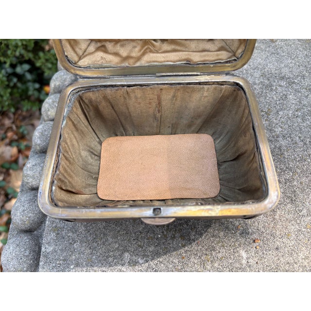 Antique English Edwardian Leather and Brass Box For Sale - Image 9 of 11