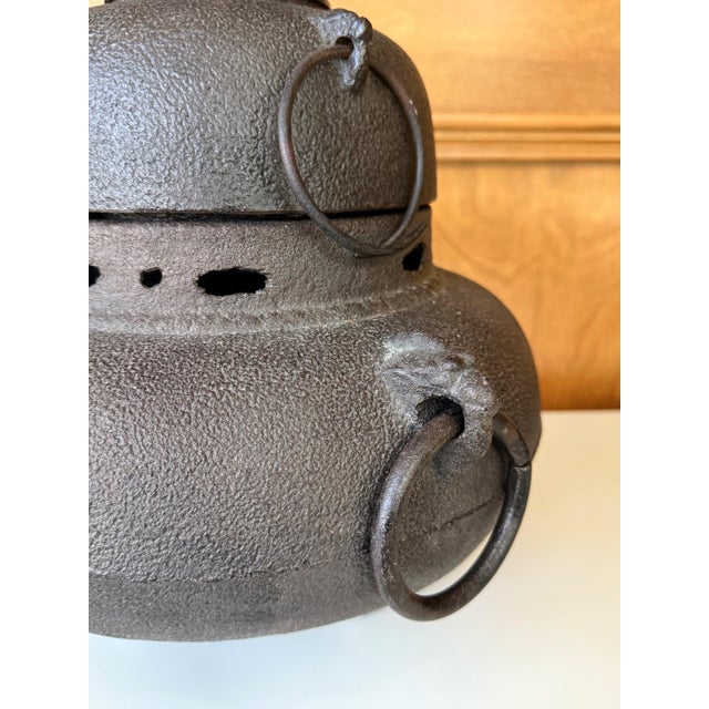 Fine Japanese Cast Iron Chagama Set for Tea Ceremoney For Sale - Image 15 of 16