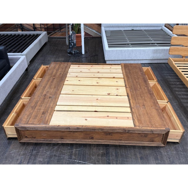 Wood Eastern King Size Custom Six Drawer Platform Bed For Sale - Image 7 of 12