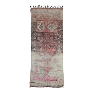 Moroccan Handwoven Wool Rug - 14.3 X 5.7 Ft For Sale