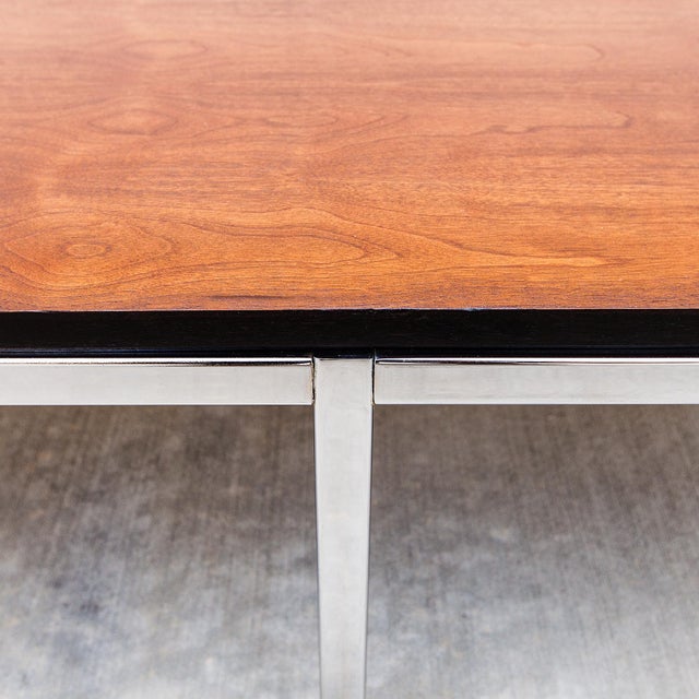 Florence Knoll Vintage Florence Knoll Style Walnut & Chrome Bench by g.m. Proctor & Sons For Sale - Image 4 of 12