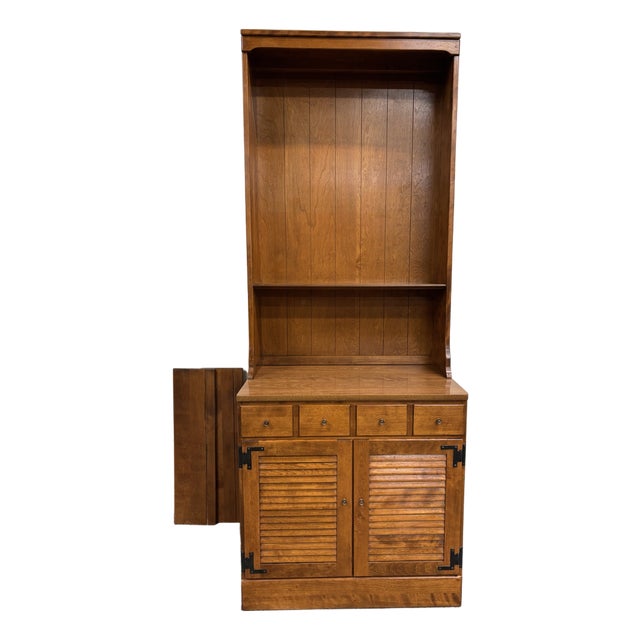 Vintage Ethan Allen Heirloom Nutmeg Maple CRP Cabinet With Hutch Bookcase For Sale