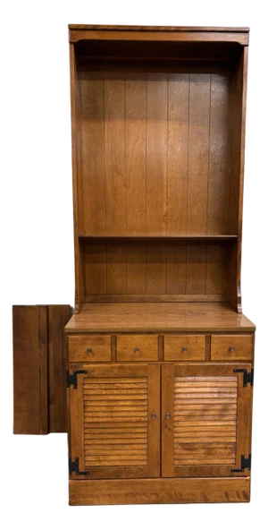 Vintage Ethan Allen Heirloom Nutmeg Maple CRP Cabinet With Hutch Bookcase