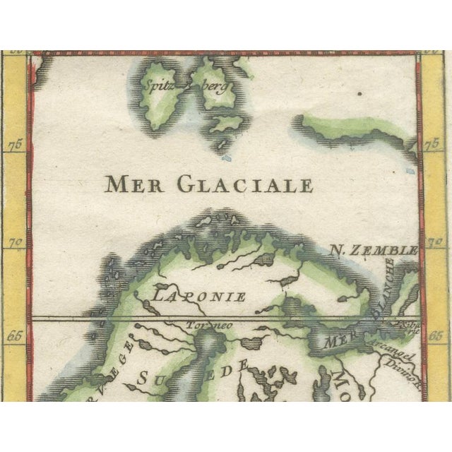 Gold Antique Miniature Map of Scandinavia & the Baltic Sea, Northern Navigation, 1732 For Sale - Image 8 of 10